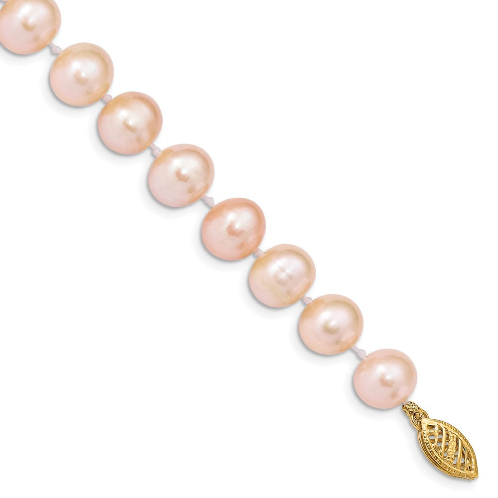 7.5 Zoll 14K 8-9mm Rosa Nahe Rund Süßwasser Zuchtperle Armband