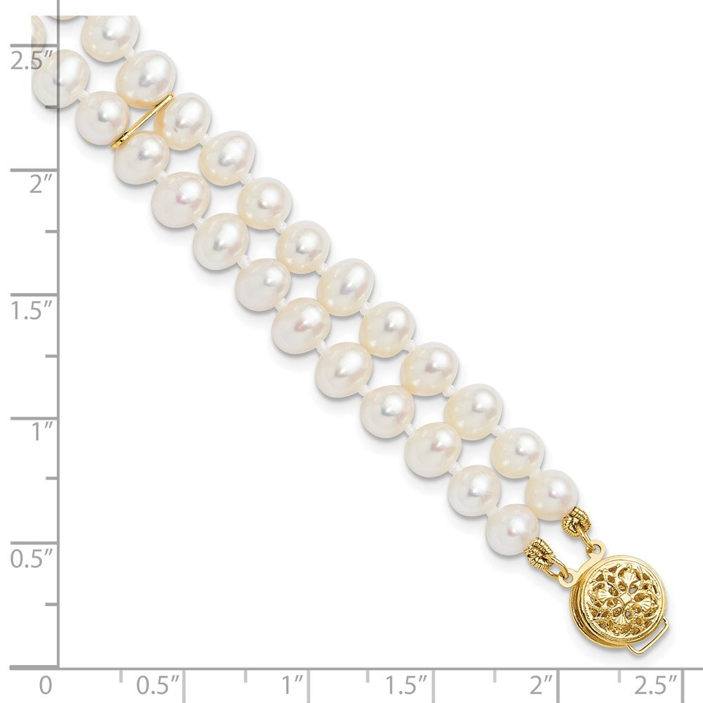 7.5 Zoll 14K 5-6mm Weiß Nahe Rund Fw Zuchtperle 2-strand Armband