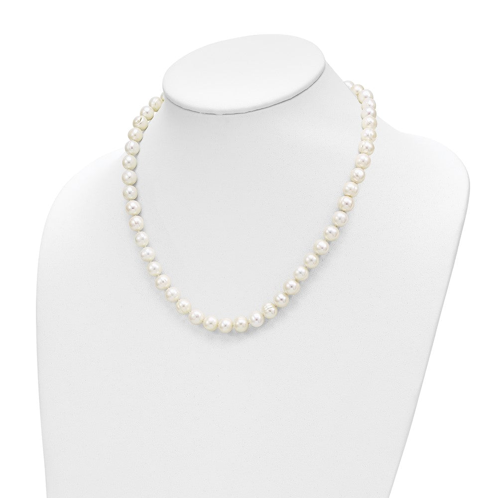 14K Gelbgold 7.5-9mm Weiß Süßwasser Zuchtperle Abgestuft Halskette