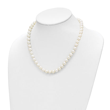 14K Gelbgold 7.5-9mm Weiß Süßwasser Zuchtperle Abgestuft Halskette