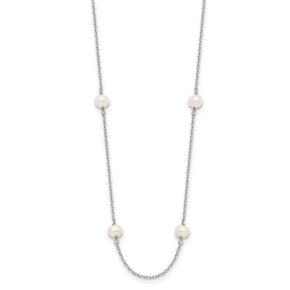 14K Weißgold Wg 4-5mm Nahe Rund Fw Zuchtperle 8-station Halskette