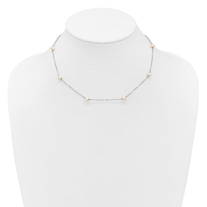 14K Weißgold Wg 4-5mm Nahe Rund Fw Zuchtperle 8-station Halskette