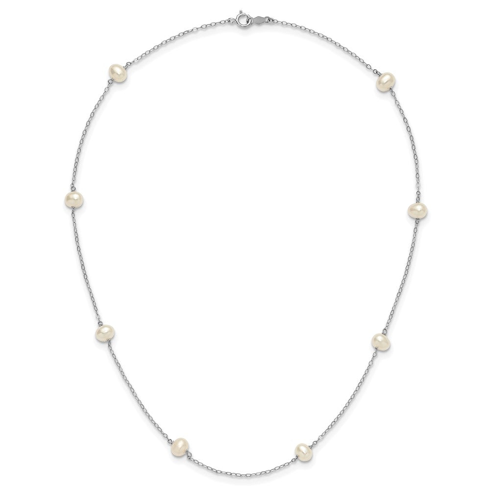 14K Weißgold Wg 4-5mm Nahe Rund Fw Zuchtperle 8-station Halskette