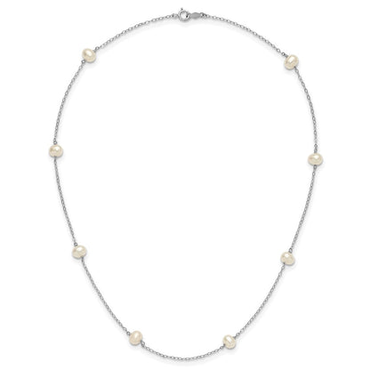 14K Weißgold Wg 4-5mm Nahe Rund Fw Zuchtperle 8-station Halskette