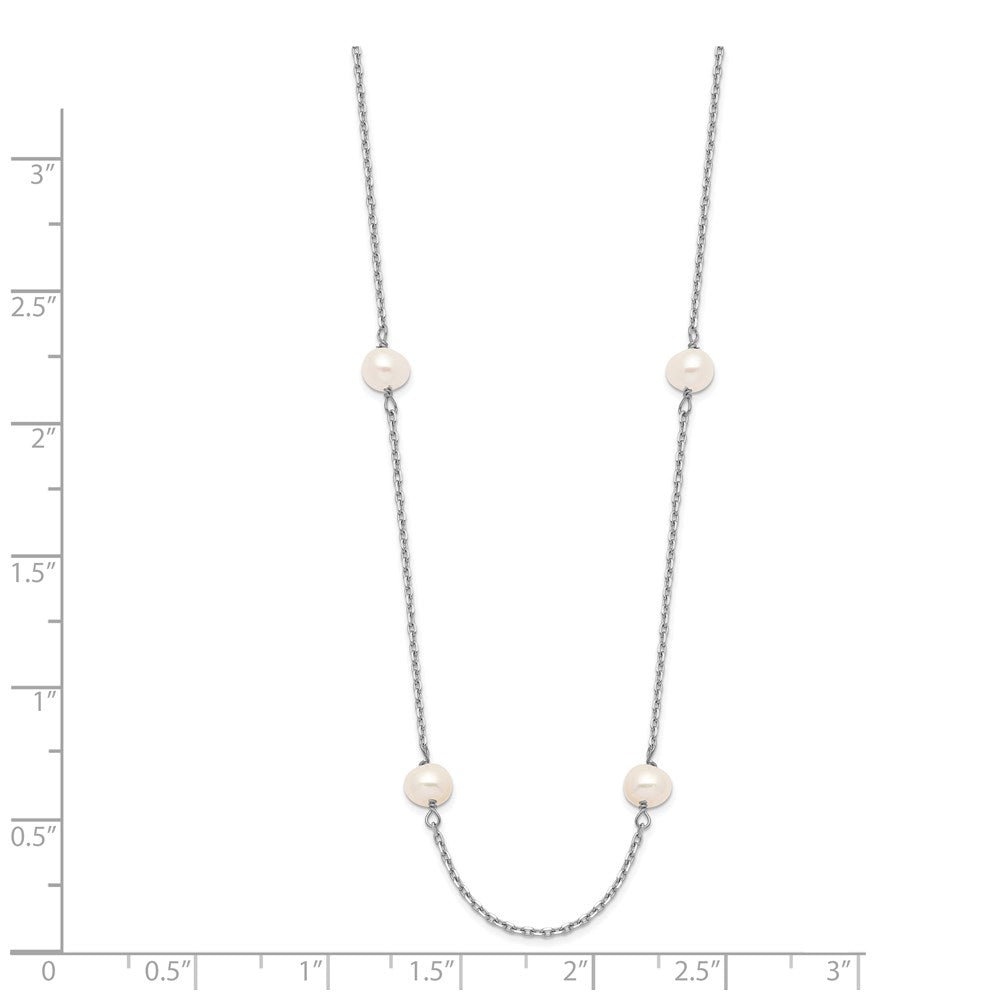 14K Weißgold Wg 4-5mm Nahe Rund Fw Zuchtperle 8-station Halskette
