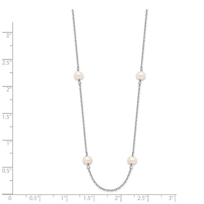 14K Weißgold Wg 4-5mm Nahe Rund Fw Zuchtperle 8-station Halskette