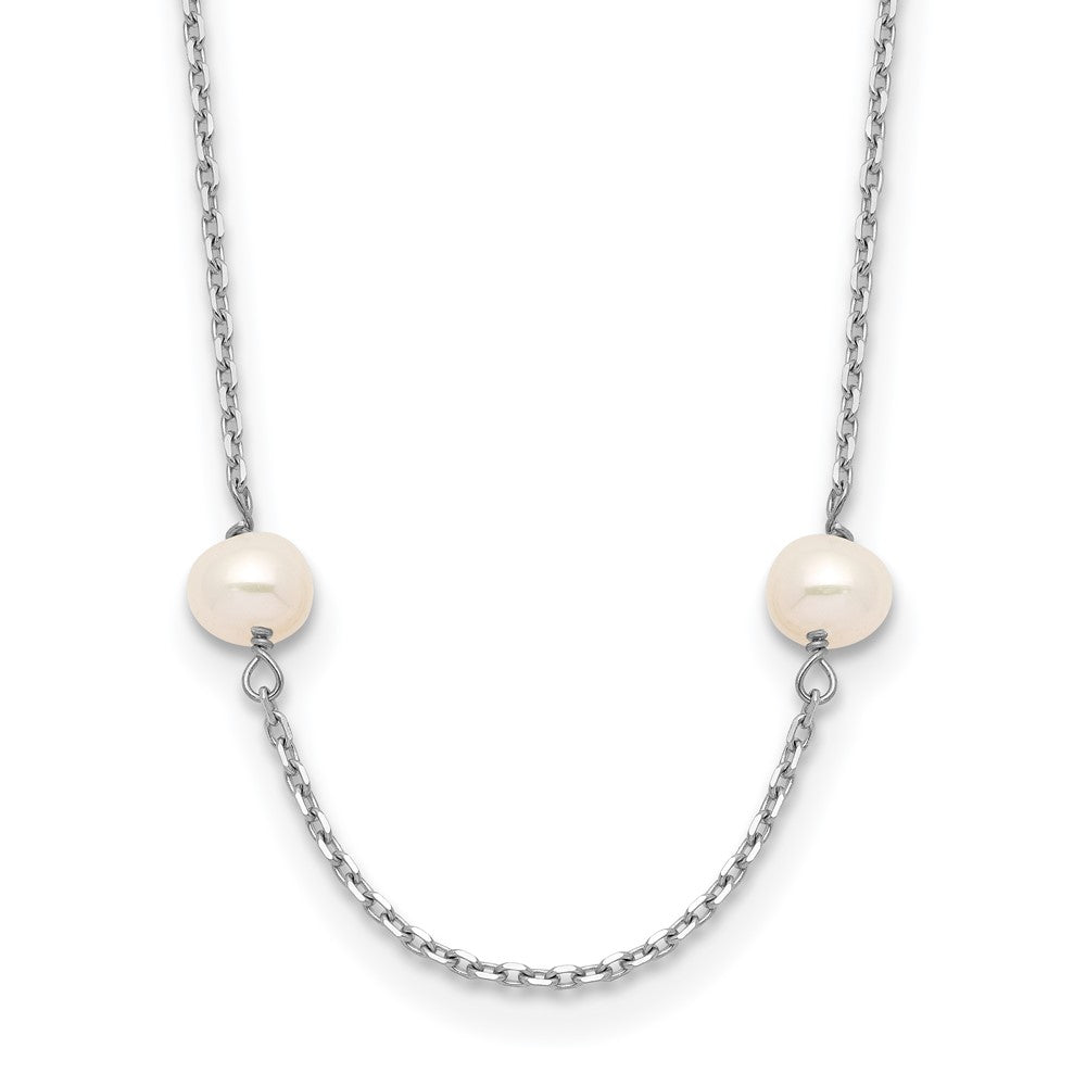 14K Weißgold Wg 4-5mm Nahe Rund Fw Zuchtperle 8-station Halskette
