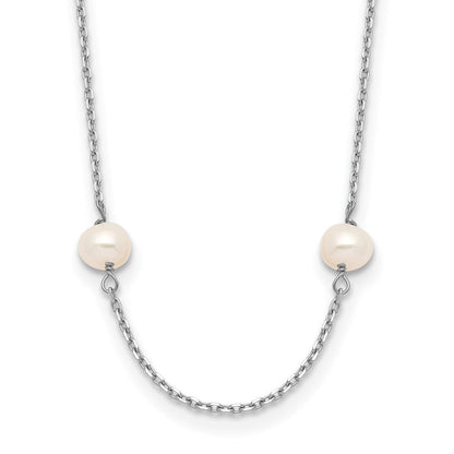 14K Weißgold Wg 4-5mm Nahe Rund Fw Zuchtperle 8-station Halskette