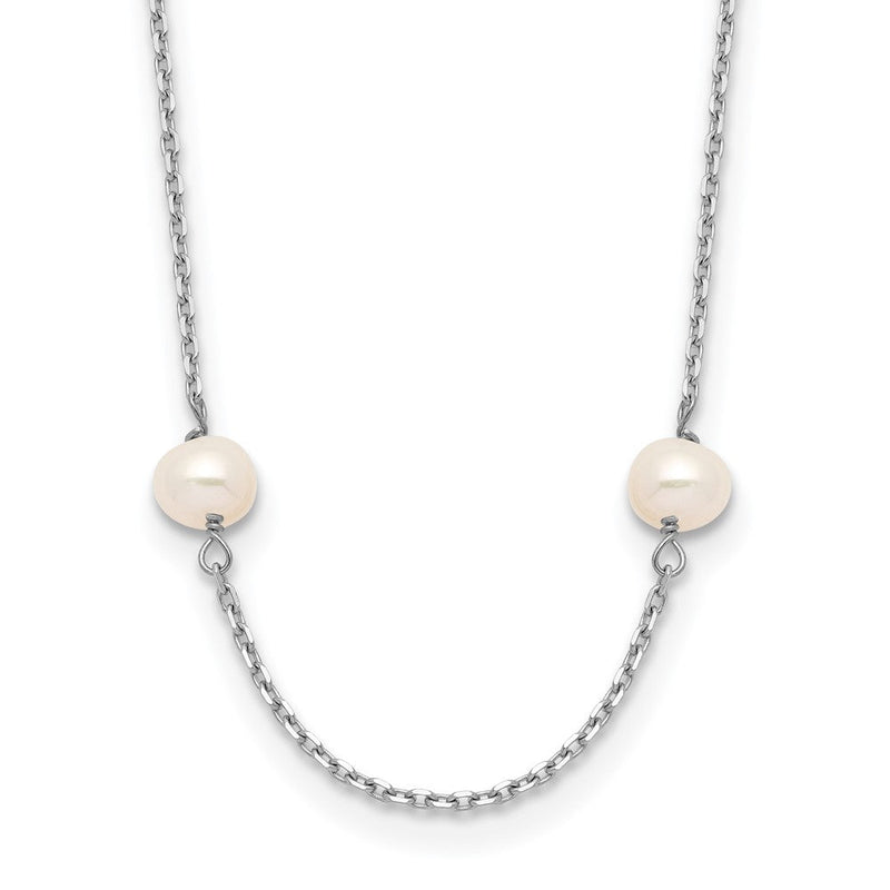 14K Weißgold Wg 4-5mm Nahe Rund Fw Zuchtperle 8-station Halskette