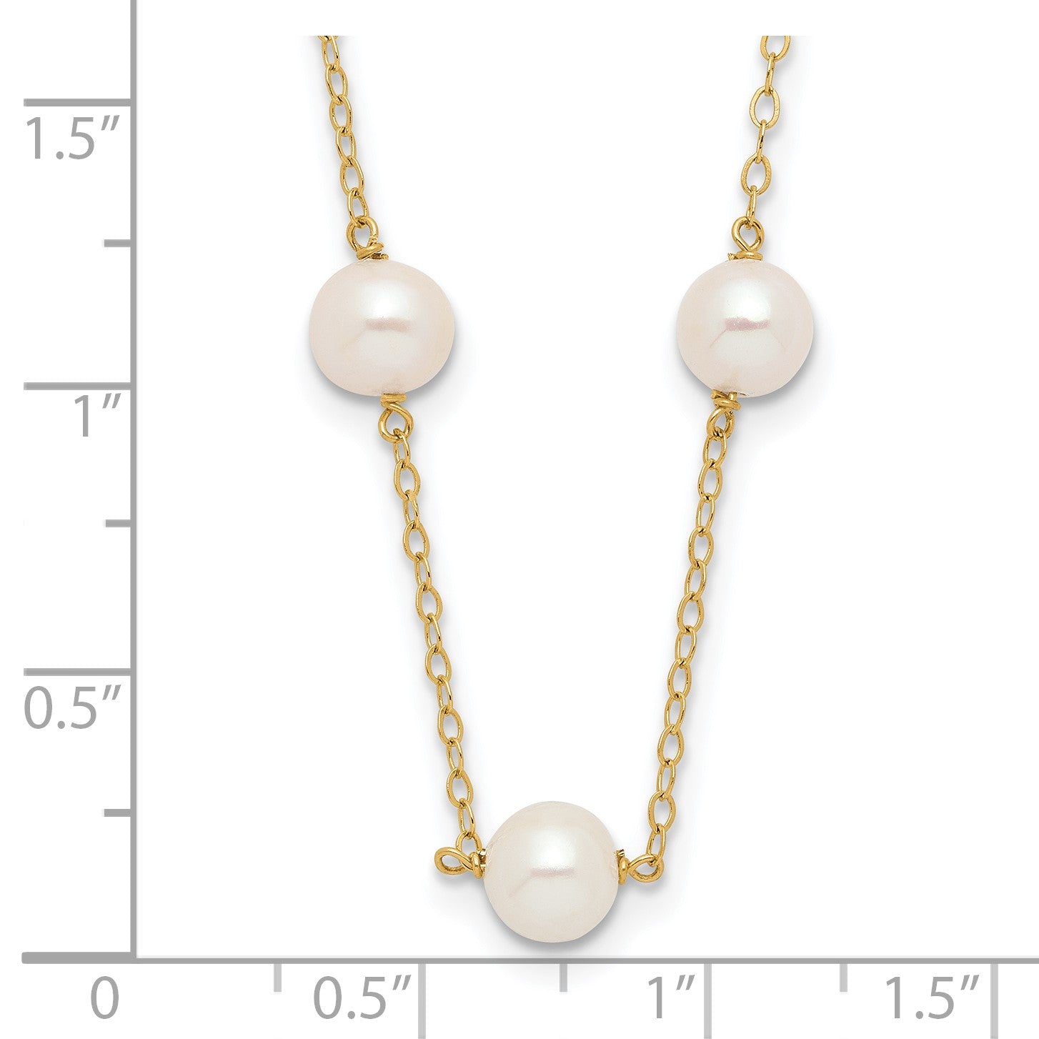 14K Gelbgold 5.5-6.5mm Weiß Nahe Rund Fw Zuchtperle 12-station Halskette