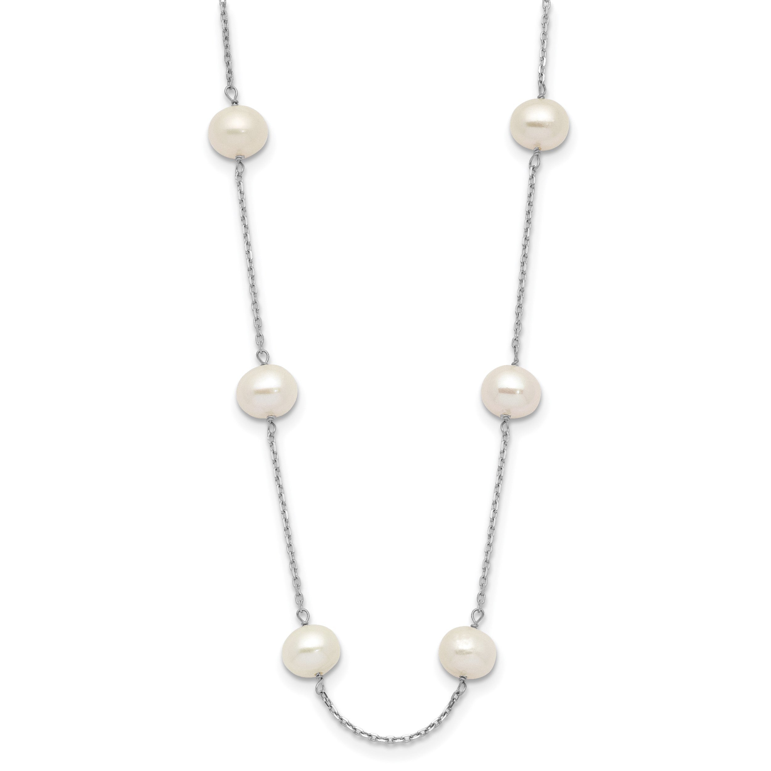 14K Weißgold 6-7mm Rund Fw Zuchtperle 12-station Halskette