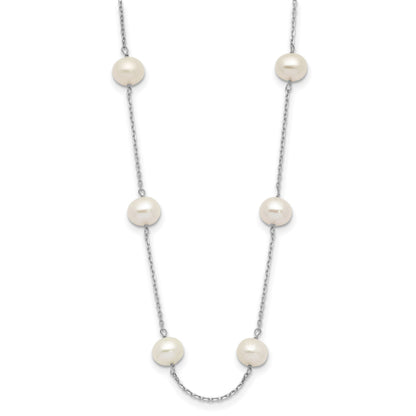 14K Weißgold 6-7mm Rund Fw Zuchtperle 12-station Halskette