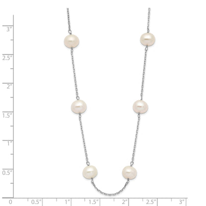 14K Weißgold 6-7mm Rund Fw Zuchtperle 12-station Halskette