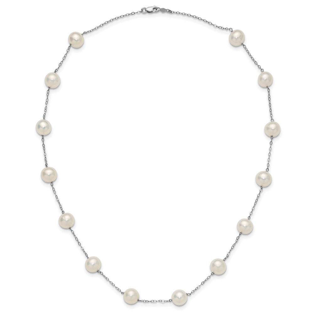 14K Weißgold 8-9mm Süßwasser Zuchtperle 14-station Halskette