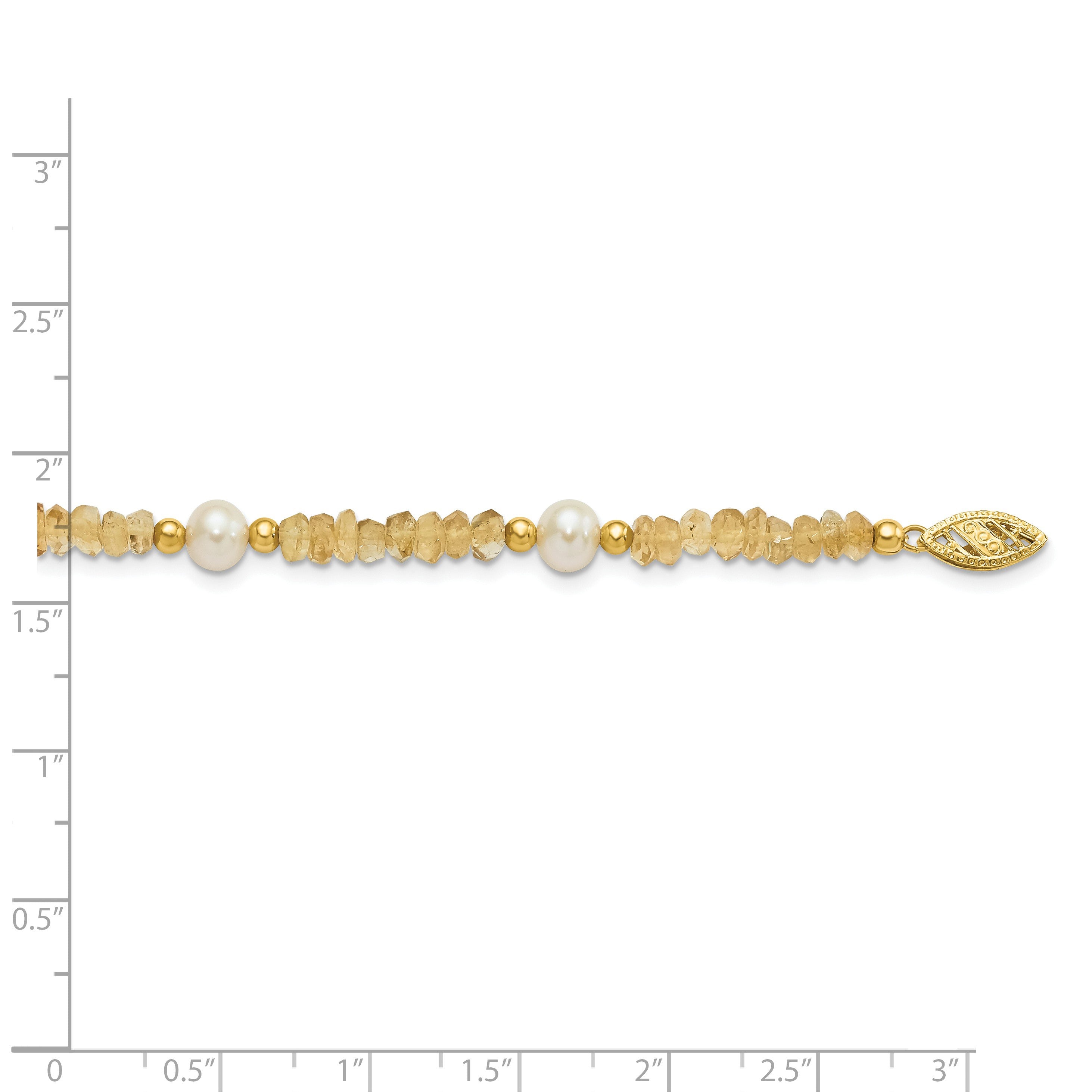 14K Gelbgold 14ky Süßwasser Zuchtperle & Citrin Halskette