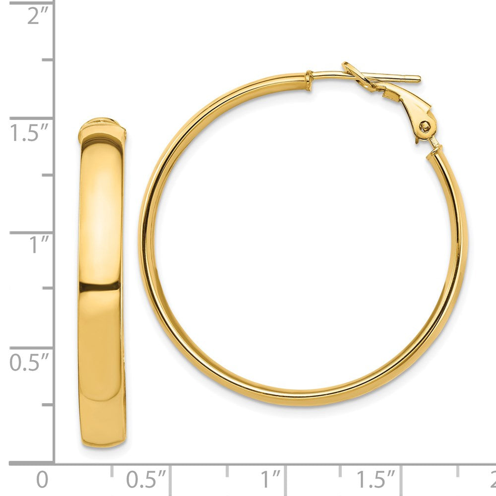 14K Gelbgold Hoch Poliert 5mm Omega Rückseite Creolen
