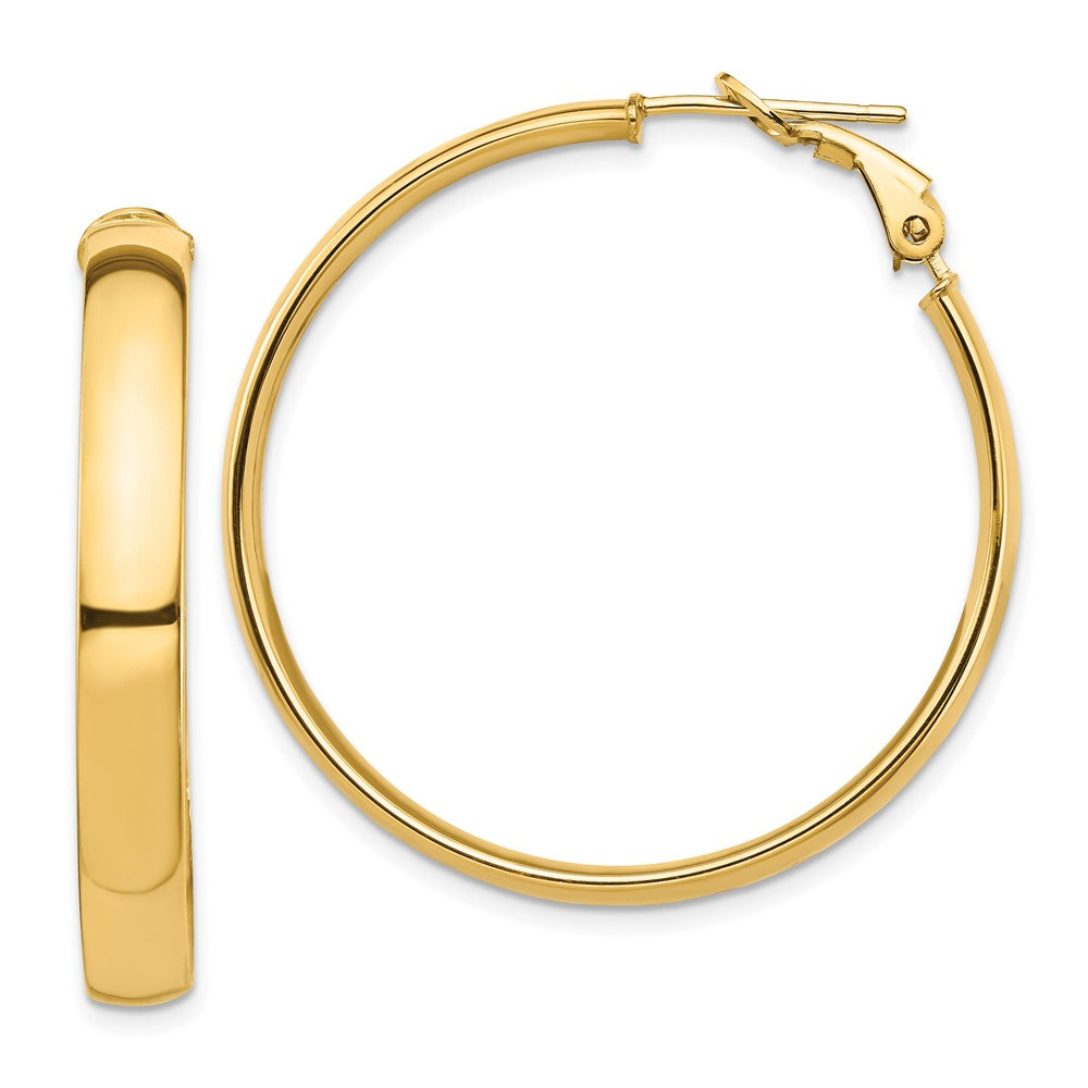 14K Gelbgold Hoch Poliert 5mm Omega Rückseite Creolen