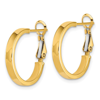 14K Gelbgold 3mm Poliert Quadratisch Röhre Rund Creolen