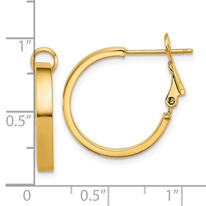 14K Gelbgold 3mm Poliert Quadratisch Röhre Rund Creolen