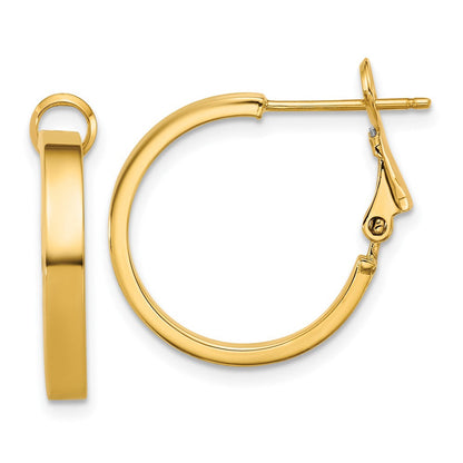 14K Gelbgold 3mm Poliert Quadratisch Röhre Rund Creolen