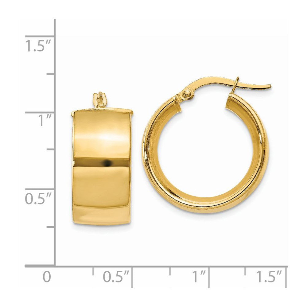 14K Gelbgold 9.75mm Poliert Rund Creolen