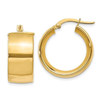 14K Gelbgold 9.75mm Poliert Rund Creolen