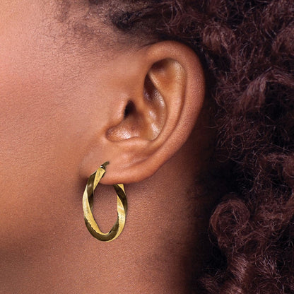 14K Gelbgold & Braun Rhodium 3.75mm Gedreht Creolen