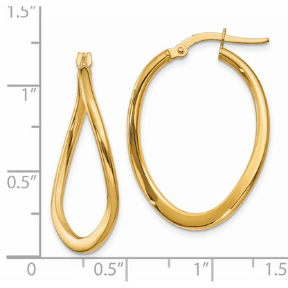 14K Gelbgold 2mm Poliert Verjüngt Gedreht Creolen