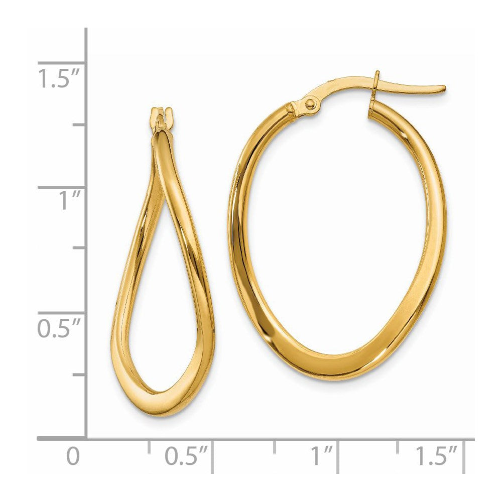 14K Gelbgold 2mm Poliert Verjüngt Gedreht Creolen