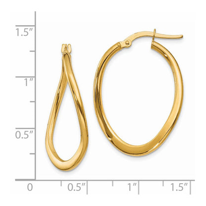 14K Gelbgold 2mm Poliert Verjüngt Gedreht Creolen
