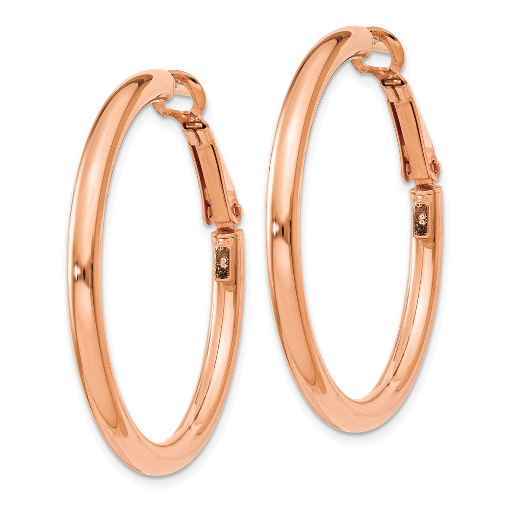 14K Roségold 3x30mm Poliert Rund Omega Rückseite Creolen