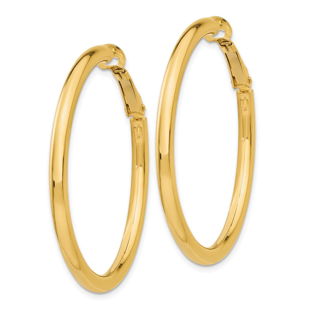 14K Gelbgold 3x35mm Poliert Rund Omega Rückseite Creolen