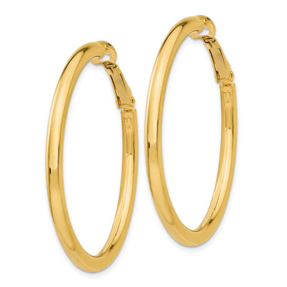 14K Gelbgold 3x35mm Poliert Rund Omega Rückseite Creolen