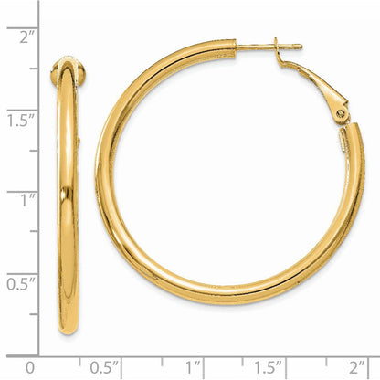 14K Gelbgold 3x35mm Poliert Rund Omega Rückseite Creolen