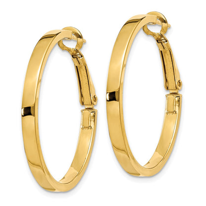 14K Gelbgold 3x25mm Poliert Quadratisch Röhre Rund Creolen