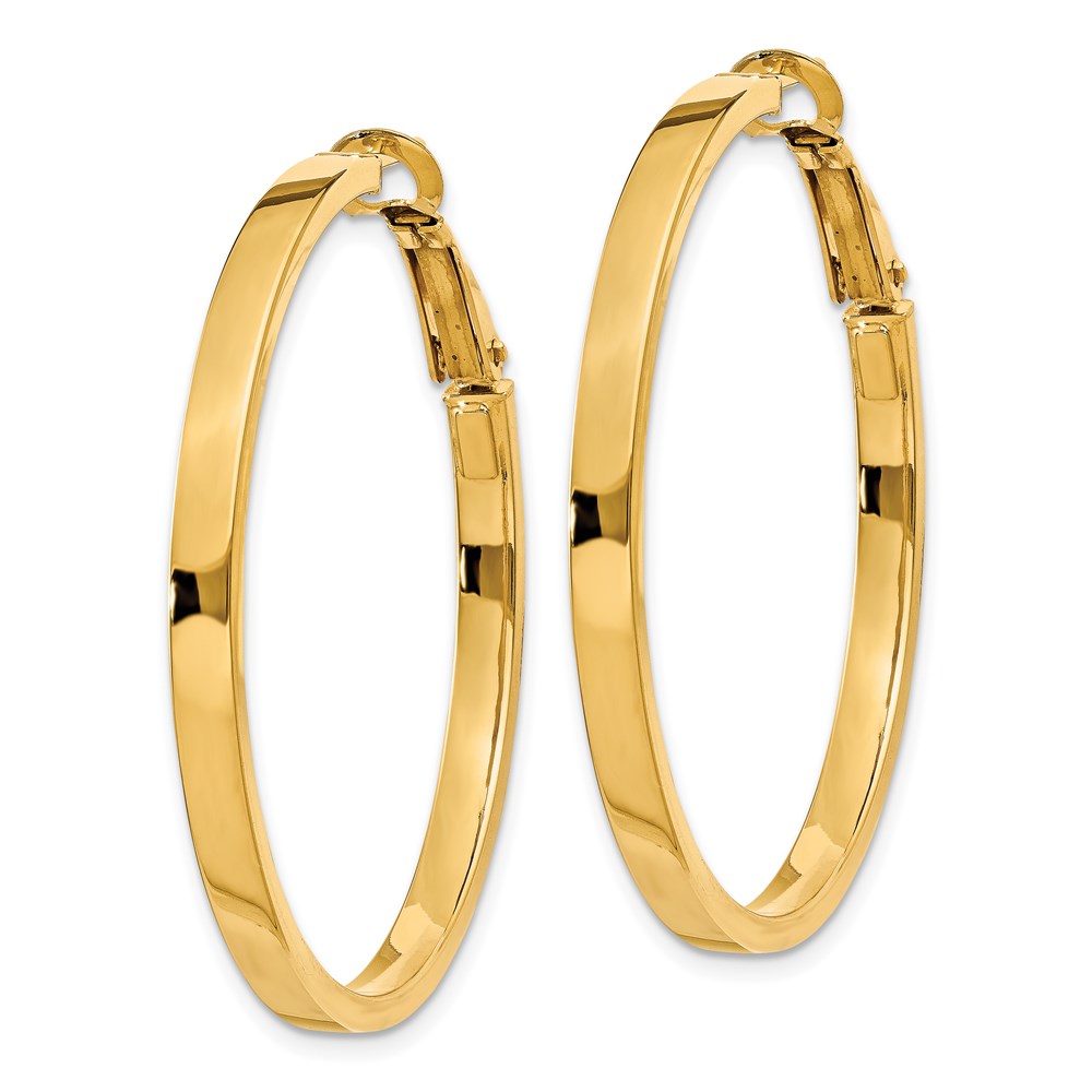 14K Gelbgold 3x37mm Poliert Quadratisch Röhre Rund Creolen