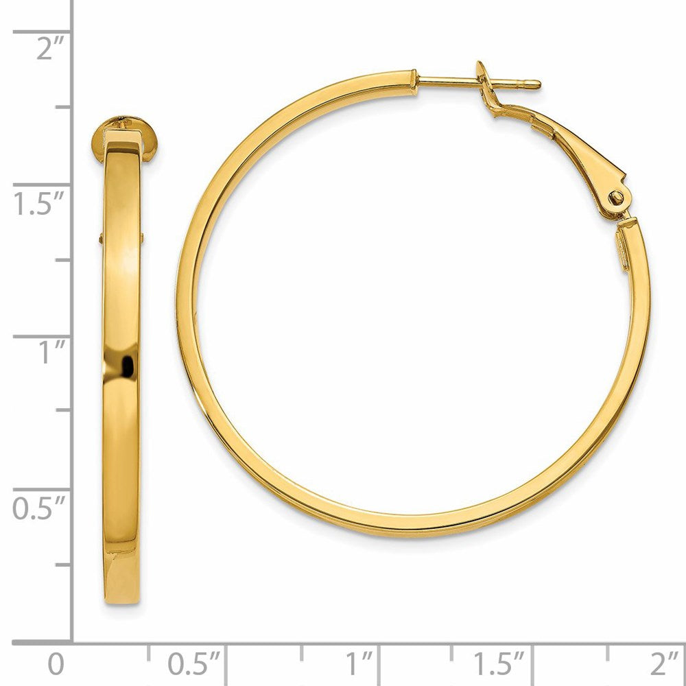 14K Gelbgold 3x37mm Poliert Quadratisch Röhre Rund Creolen
