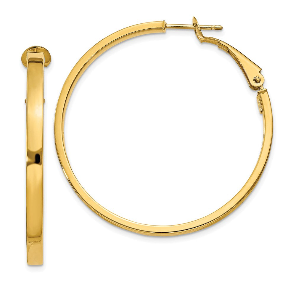 14K Gelbgold 3x37mm Poliert Quadratisch Röhre Rund Creolen