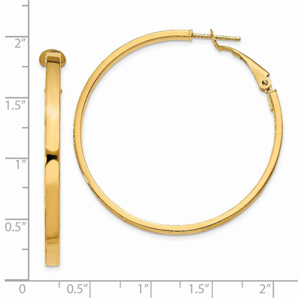 14K Gelbgold 3x40mm Poliert Quadratisch Röhre Rund Creolen