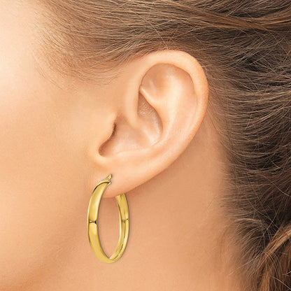 14K Gelbgold 4x25mm Poliert Creolen