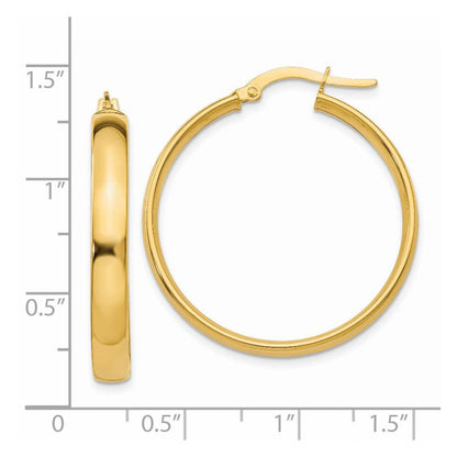 14K Gelbgold 4x25mm Poliert Creolen