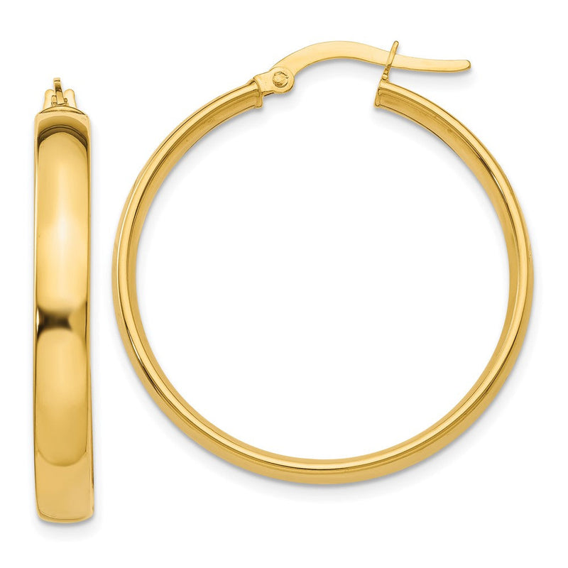 14K Gelbgold 4x25mm Poliert Creolen