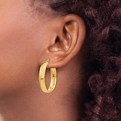 14K Gelbgold 5.75mm Poliert Oval Creolen
