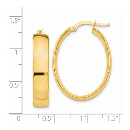 14K Gelbgold 5.75mm Poliert Oval Creolen