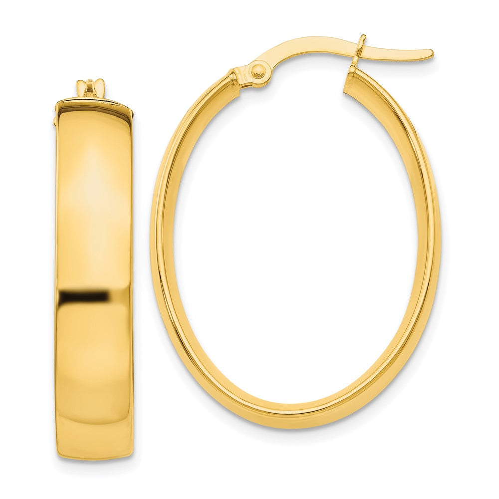 14K Gelbgold 5.75mm Poliert Oval Creolen