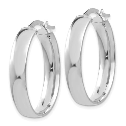 14K Weißgold 5.75mm Poliert Oval Creolen