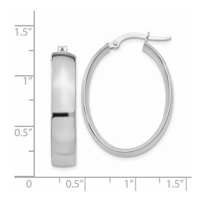 14K Weißgold 5.75mm Poliert Oval Creolen