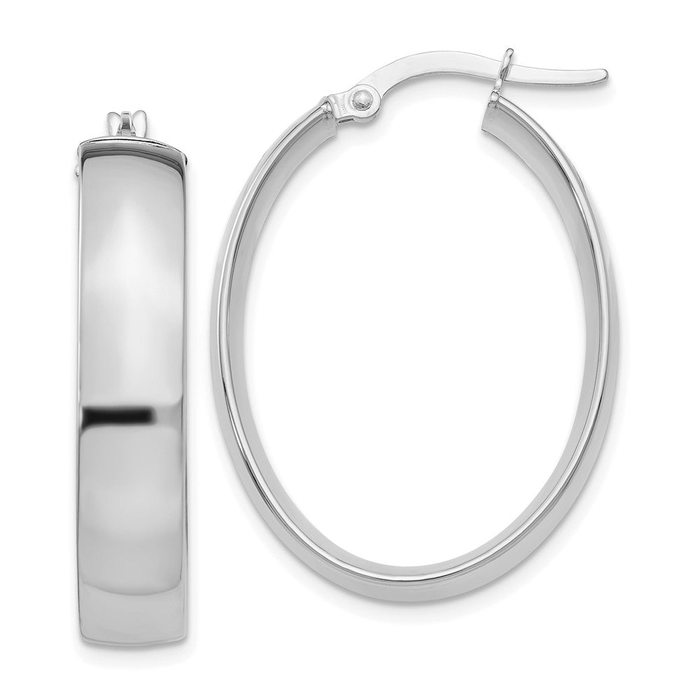 14K Weißgold 5.75mm Poliert Oval Creolen