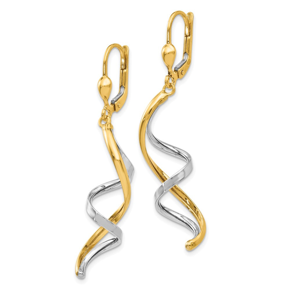 14K Bicolor Spirale Ohrhänger mit Brisur