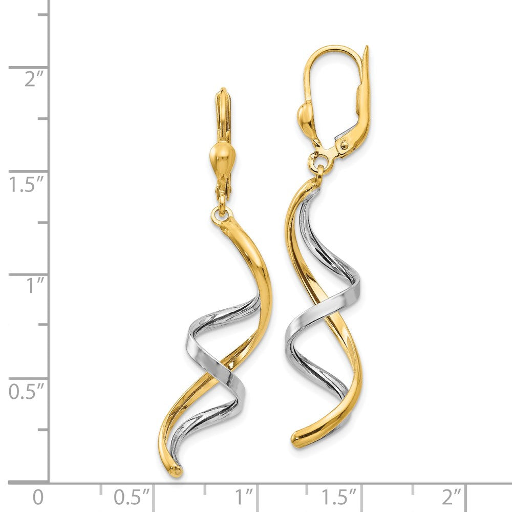 14K Bicolor Spirale Ohrhänger mit Brisur